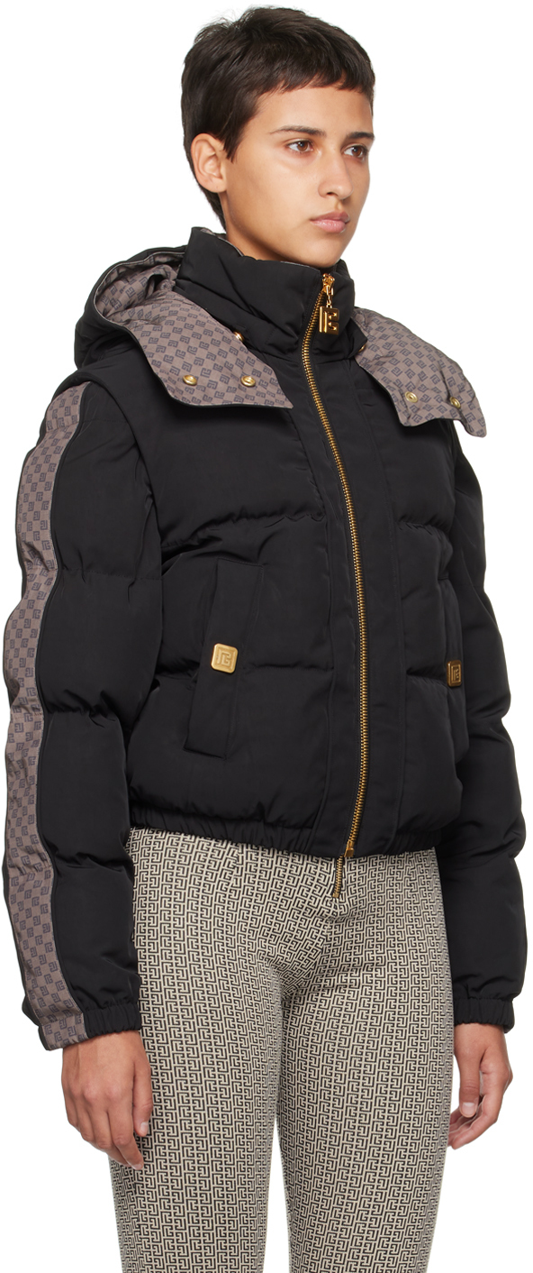 Balmain Brown Hooded Puffer Jacket