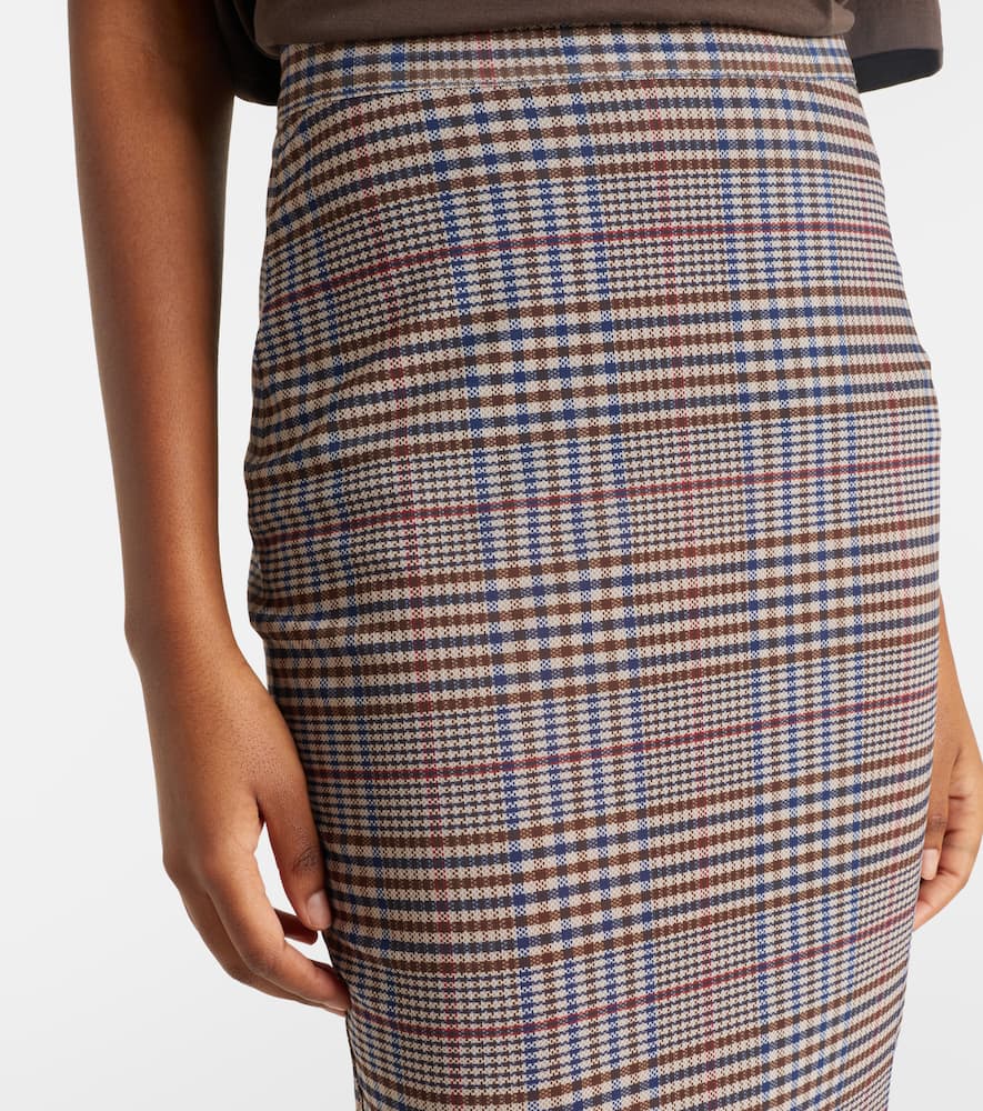 Aurora plaid sheer mesh midi skirt