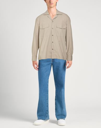 Man Shirt Beige Size 38 Cotton, Elastane