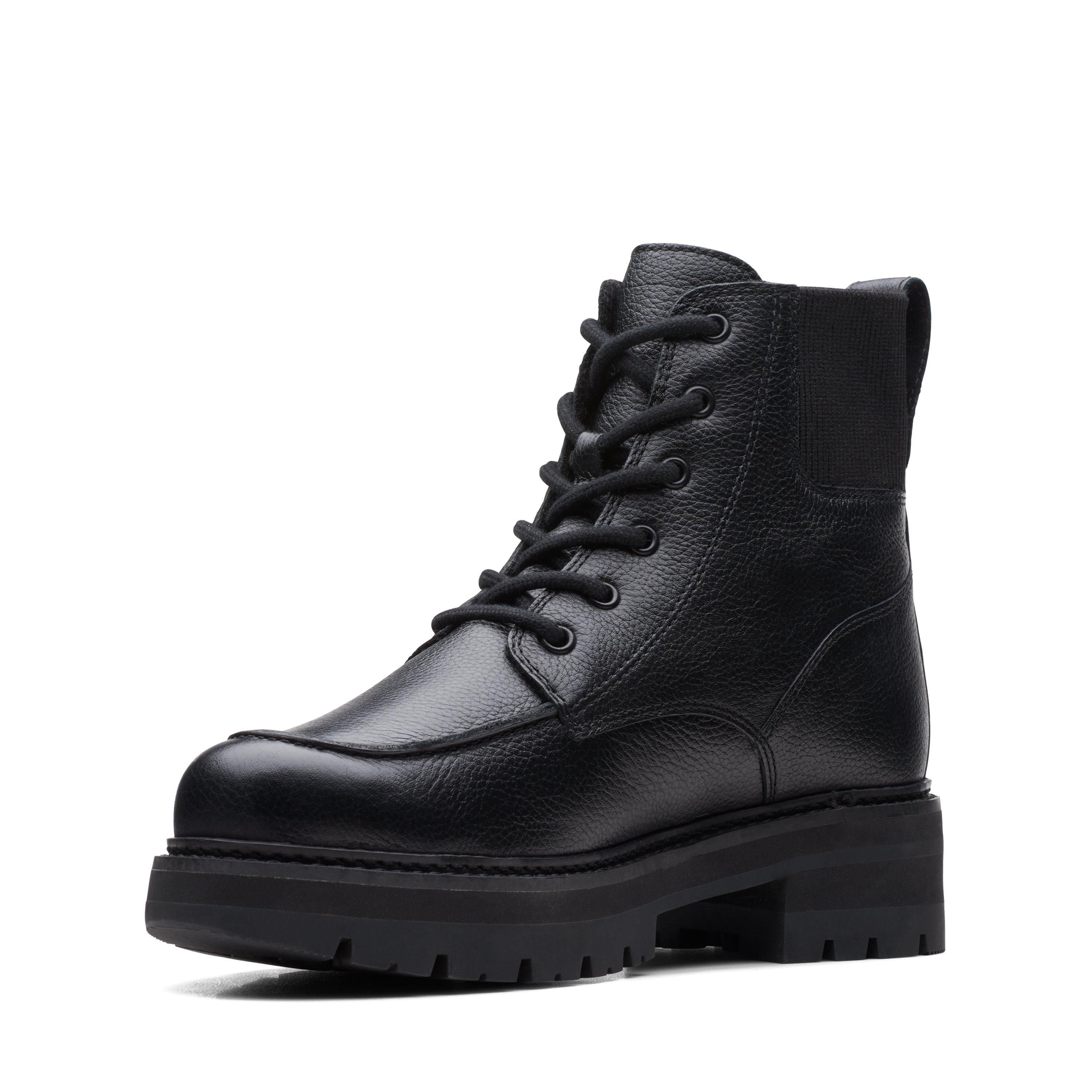 Clarks Women's Orianna Mid Black Warmlined Leather Ankle Boots, Lace Up | : 5.5/Standard Fit