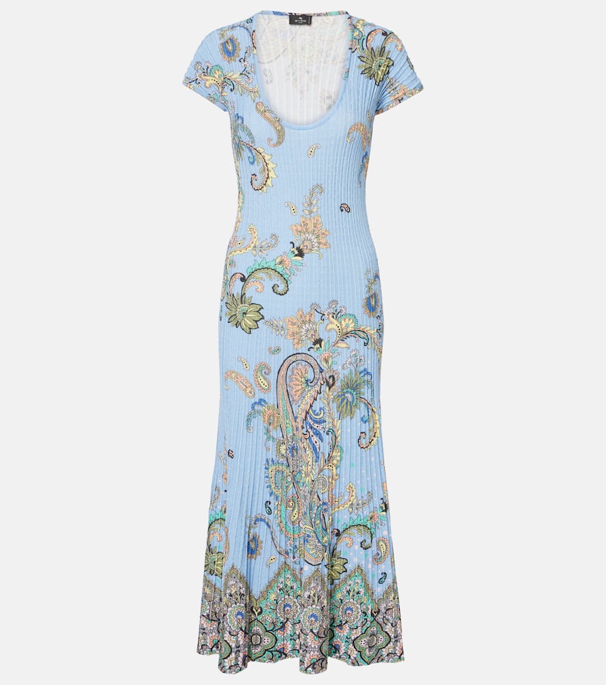 Printed cotton-blend midi dress