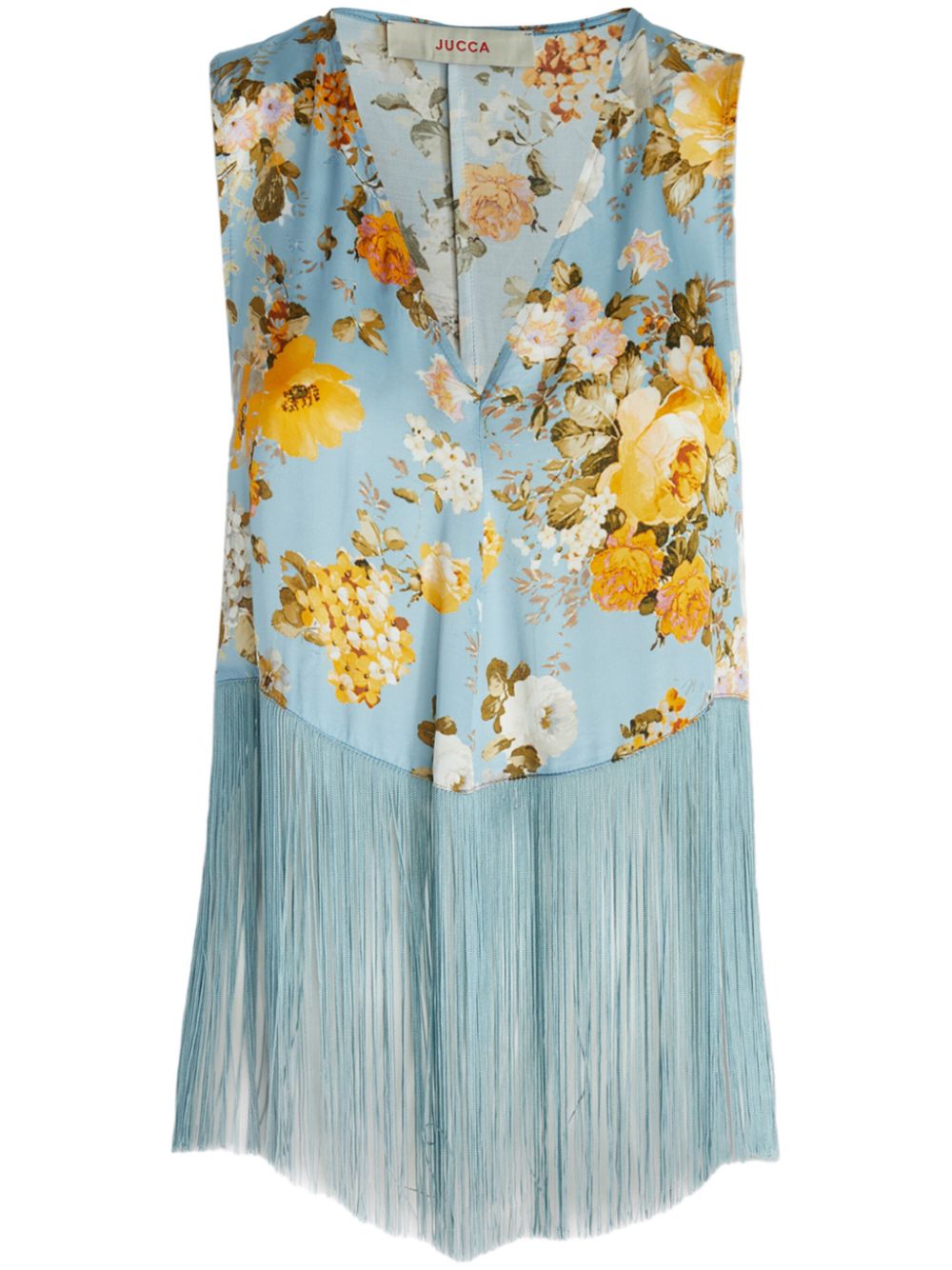Fringe-hem vest - Blue