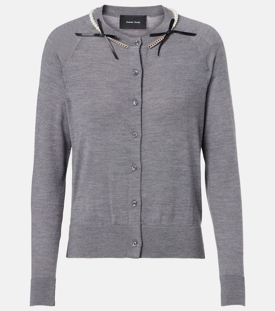 Embellished wool and silk cardigan