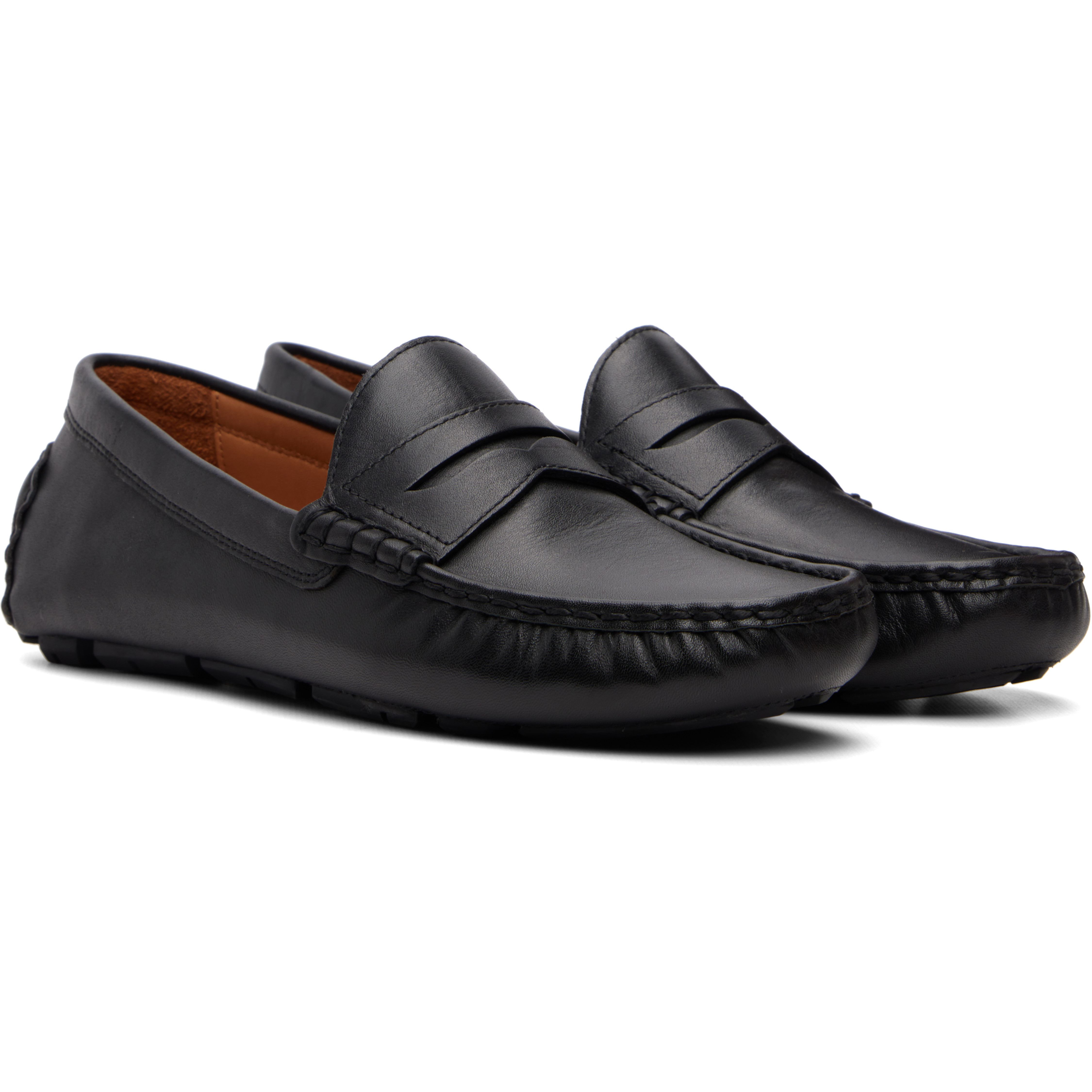 Black Anders Leather Driver Loafers