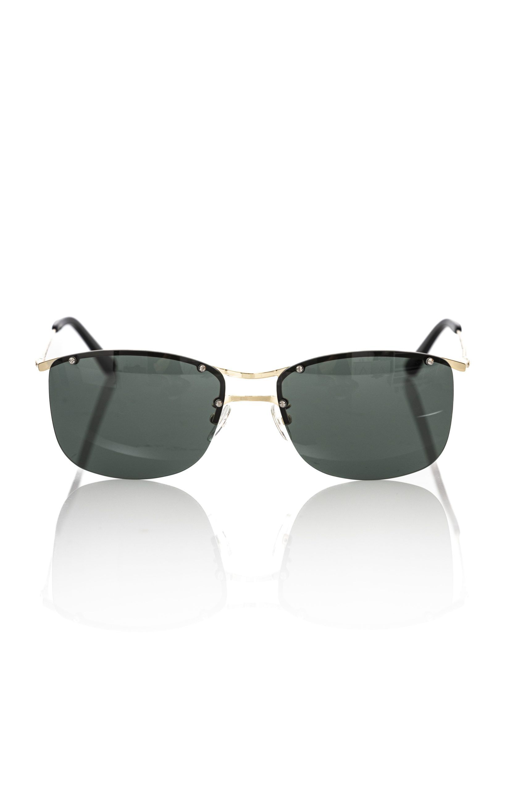 Frankie Morello Black Metallic Fibre Men Men's Sunglasse