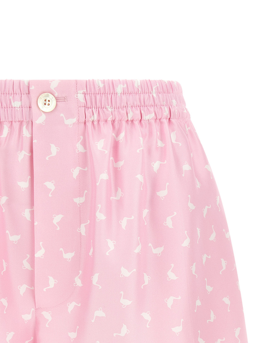 Moschino - pleated shorts bird print button detai