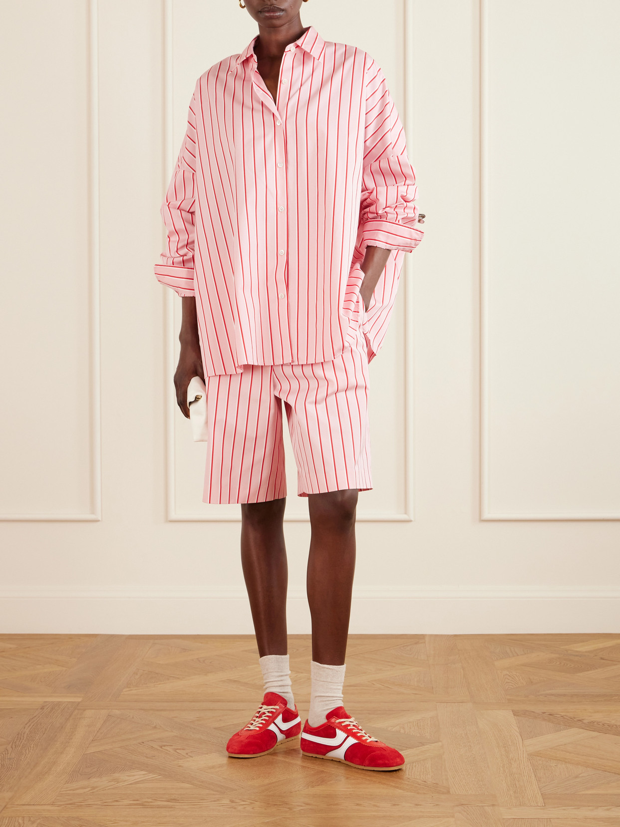 Pomy Bis Striped Cotton Shorts - Pink