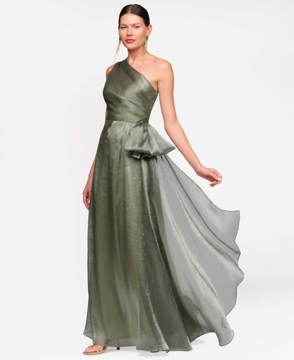 Women's Metallic One-Shoulder Dress - Green