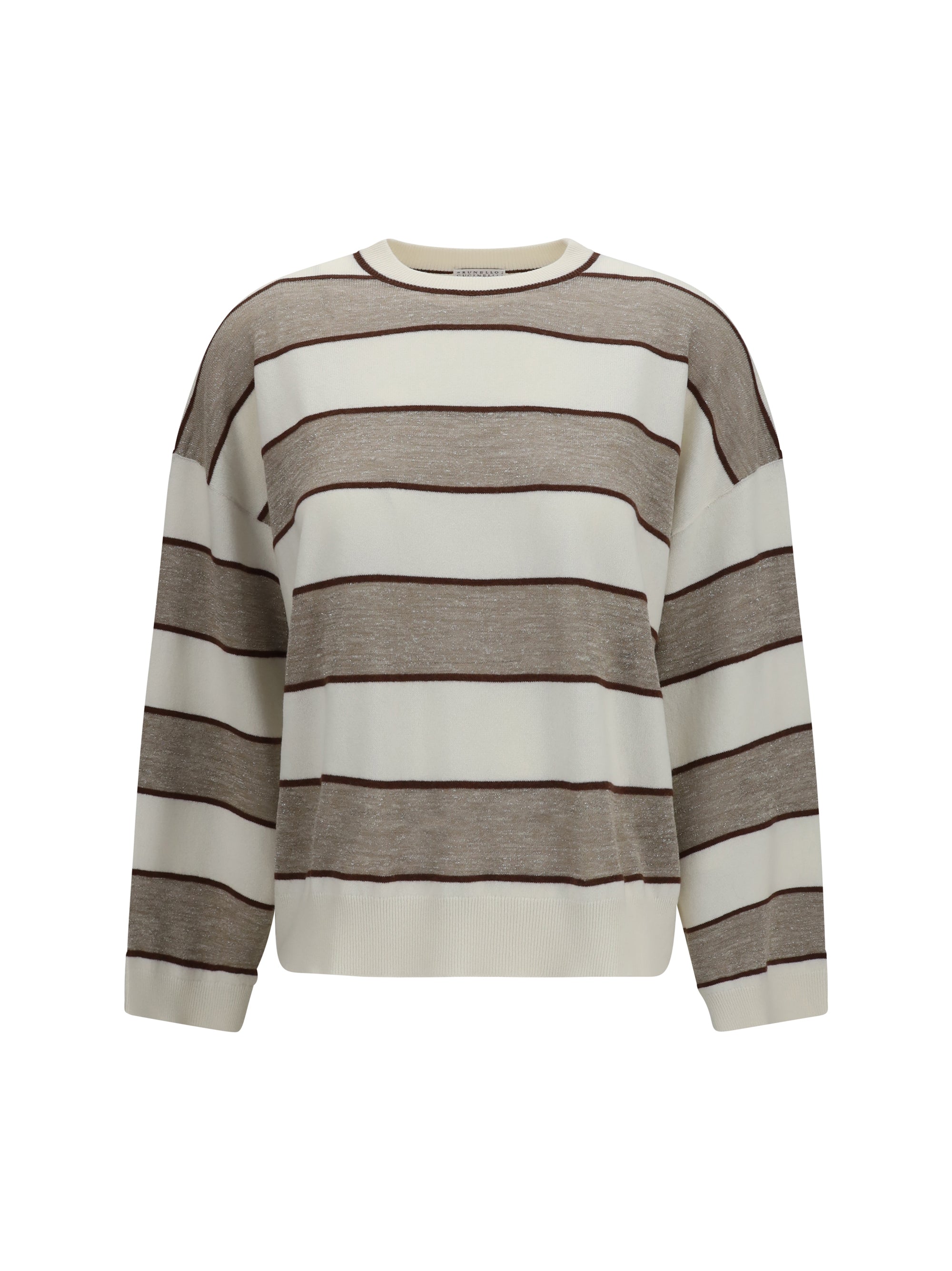 Striped Merino Wool Sweater — Beige