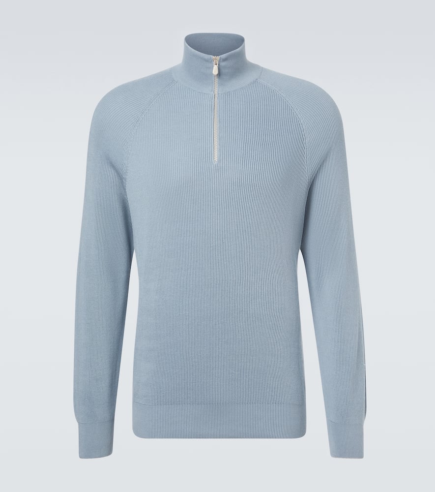Ribbed-knit cotton sweater