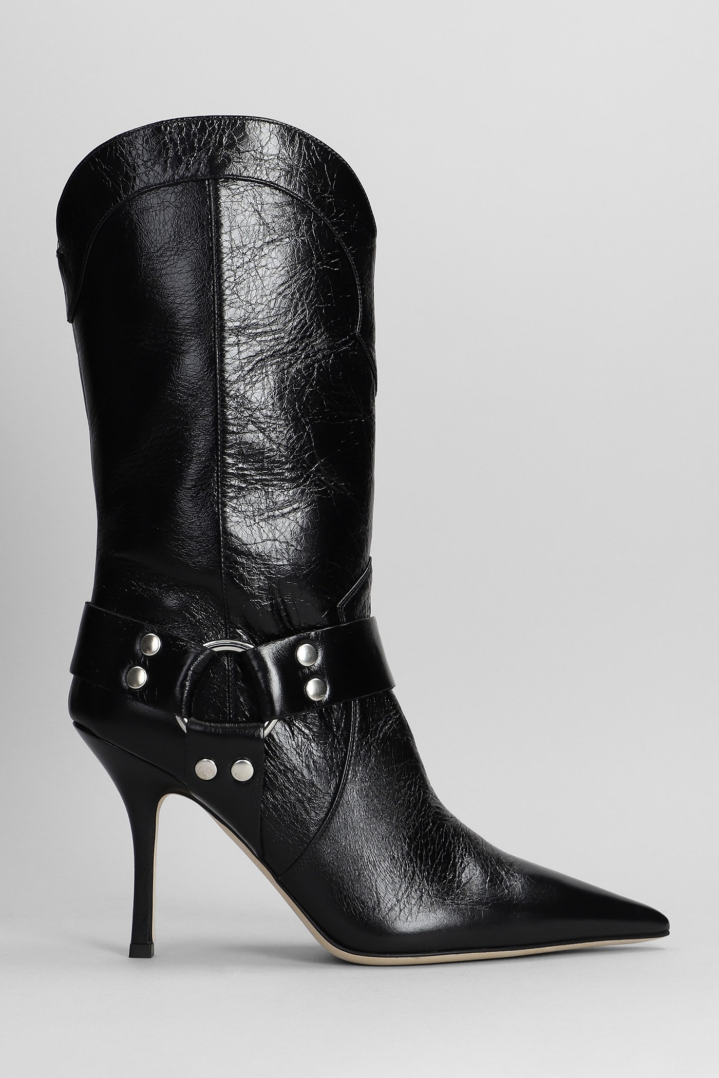 June High Heels Boots In Black Leather