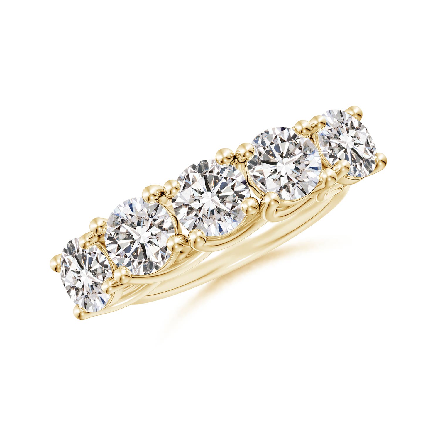 Angara 3.75 Carats Half Eternity Five Stone Diamond Wedding Band in 18K Yellow Gold
