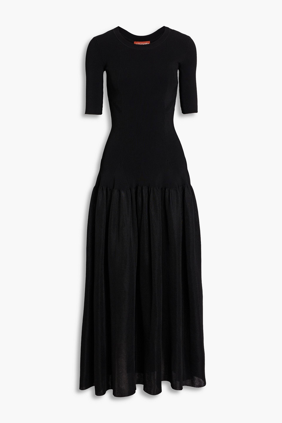 Gathered stretch-knit maxi dress - Black - XS