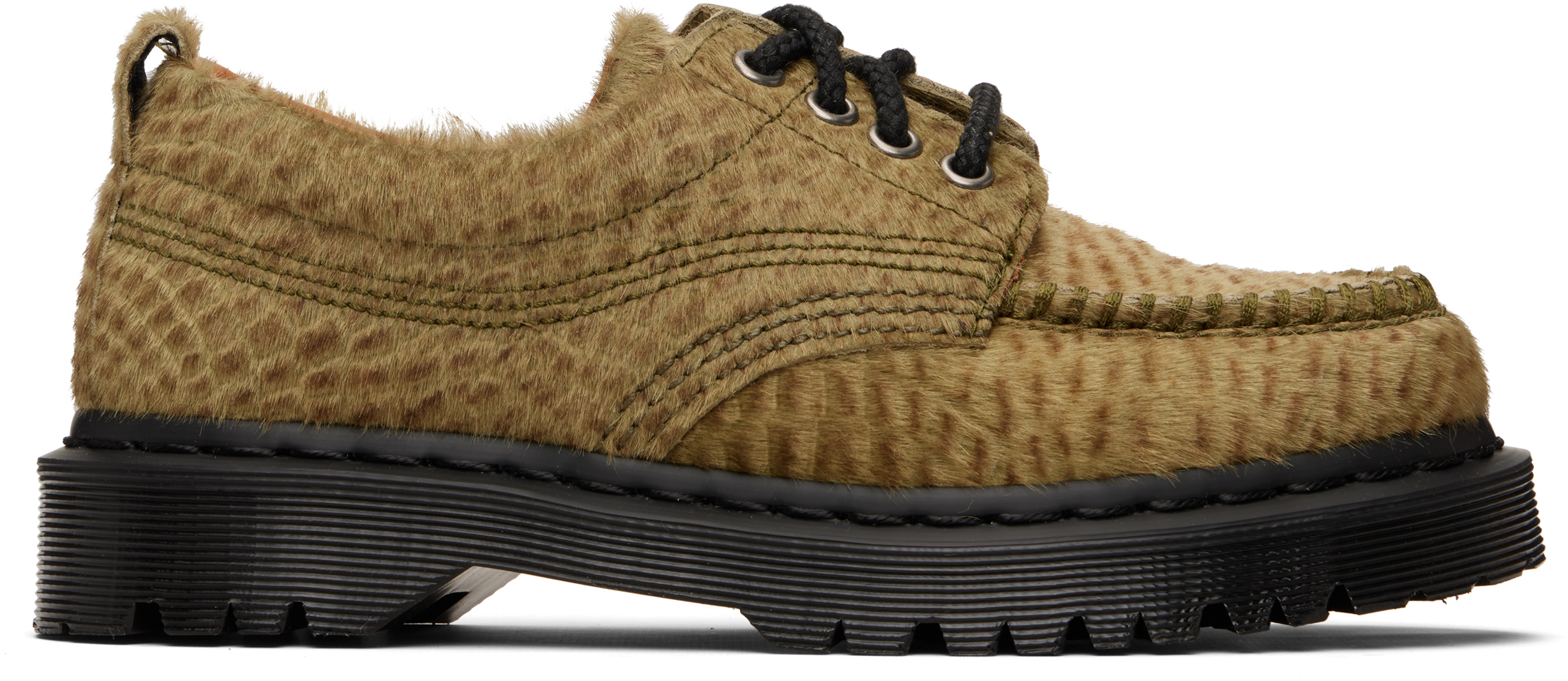 Green Lowell Hair On Leather Moc Toe Derbys