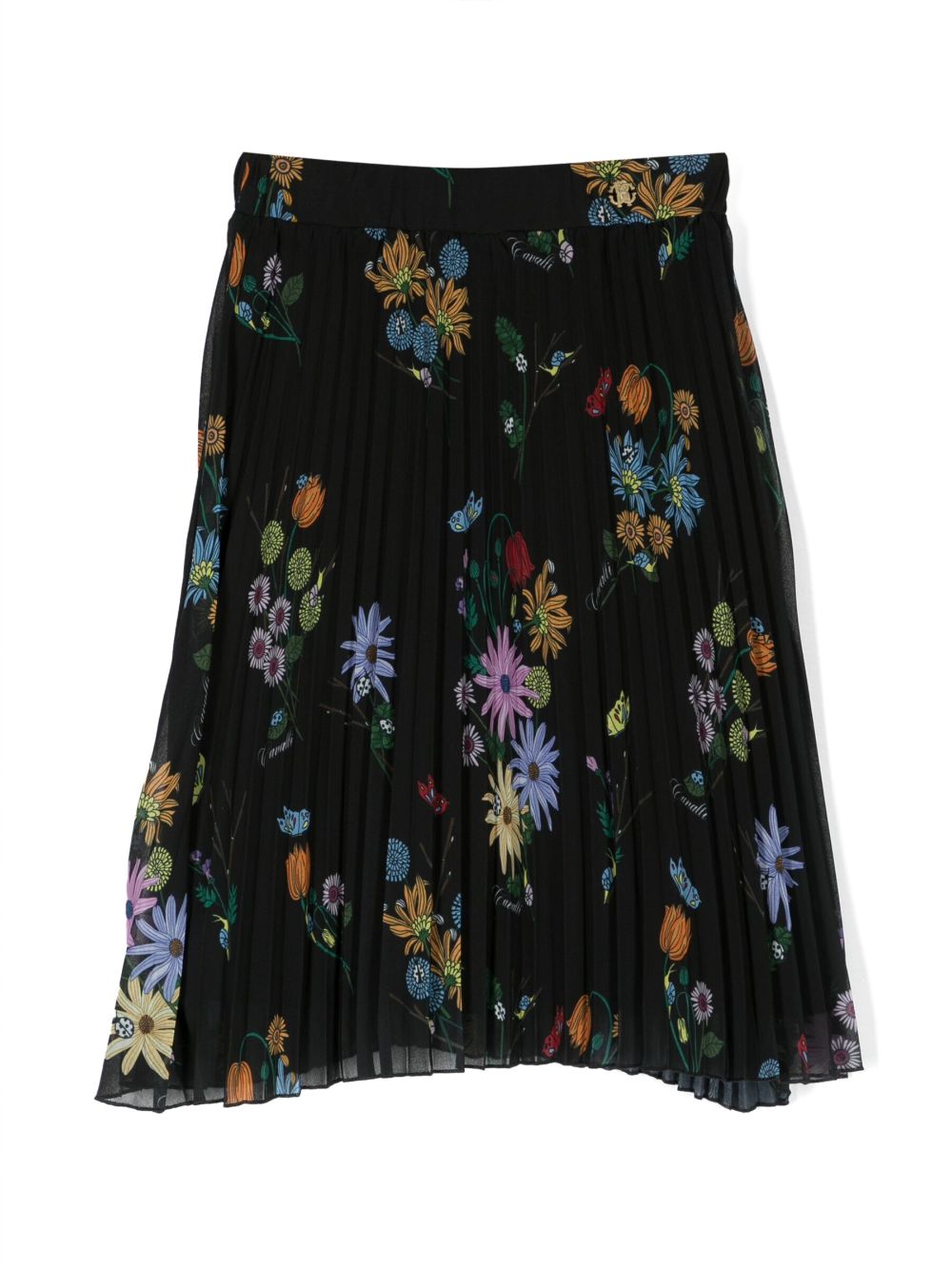 Floral-print pleated skirt - Black