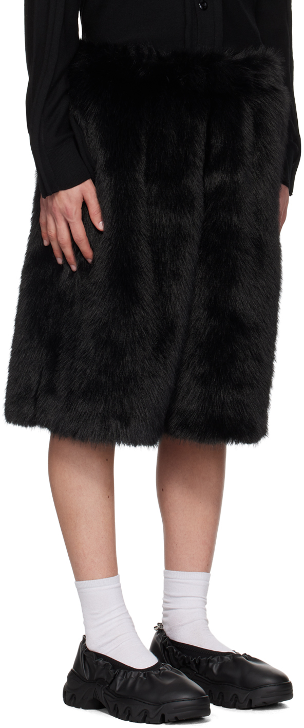 Simone Rocha Black Boxing Faux-Fur Shorts
