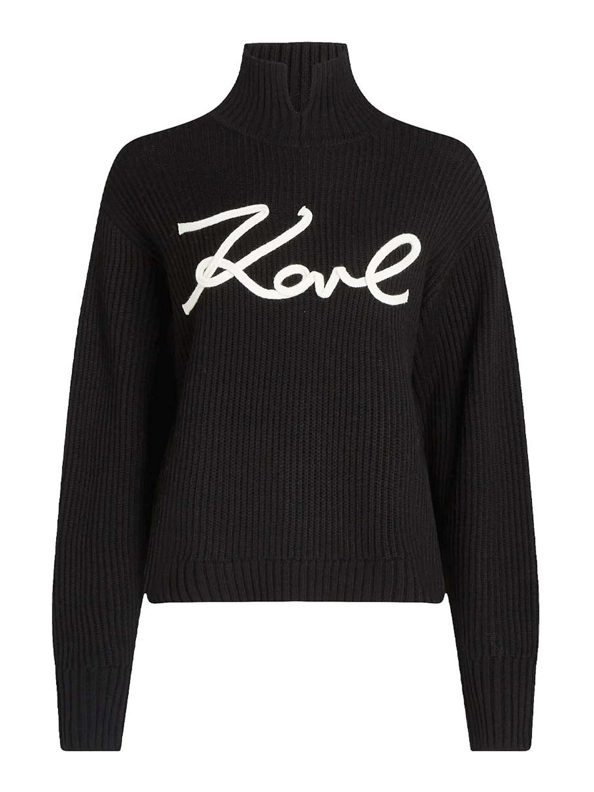 Embroidered-logo knitted top - Black