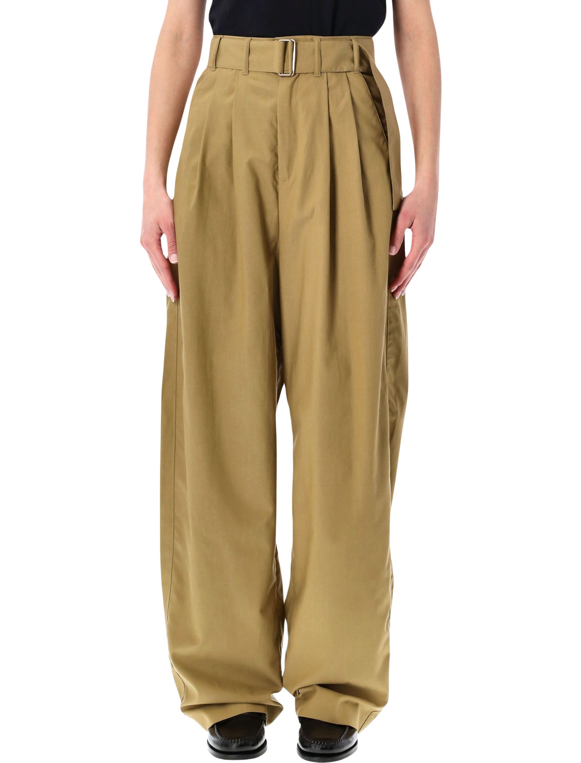 High-Rise Fluid Trousers with Removable Belt - Size 36