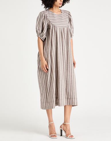 Woman Midi dress Taupe Size M Cotton, Linen, Ramie