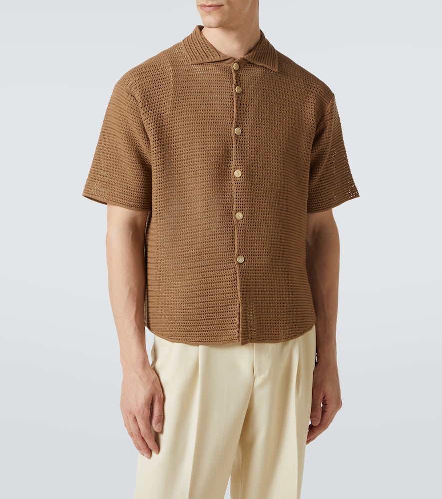Knitted cotton mesh shirt