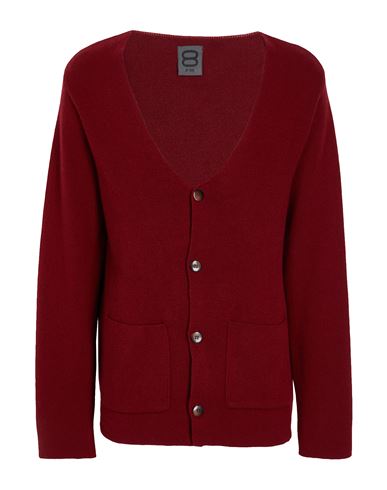 Wool Blend Plain Knit Regular Fit Cardigan Man Cardigan Burgundy Size XL Viscose, Recycled wool, Recycled polyamide, Recycled cashmere
