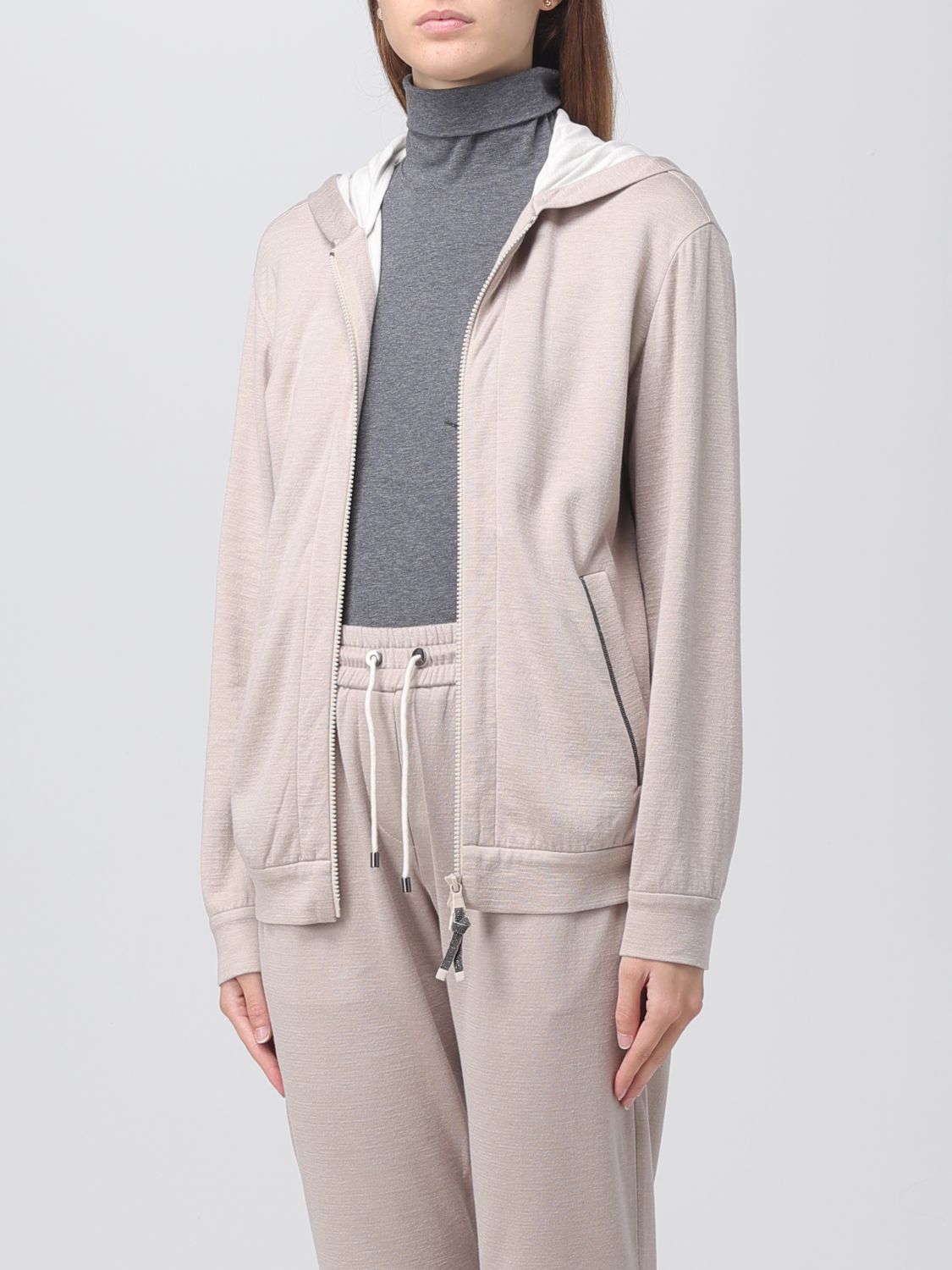 Sweatshirt in cotton and silk blend and Precious detail