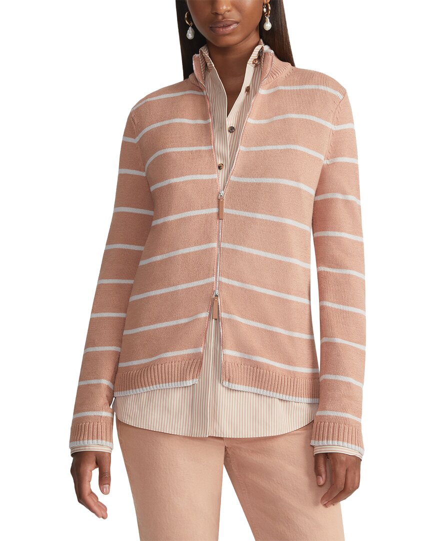 Plus Stripe Fitted Silk-Blend Bomber Sweater