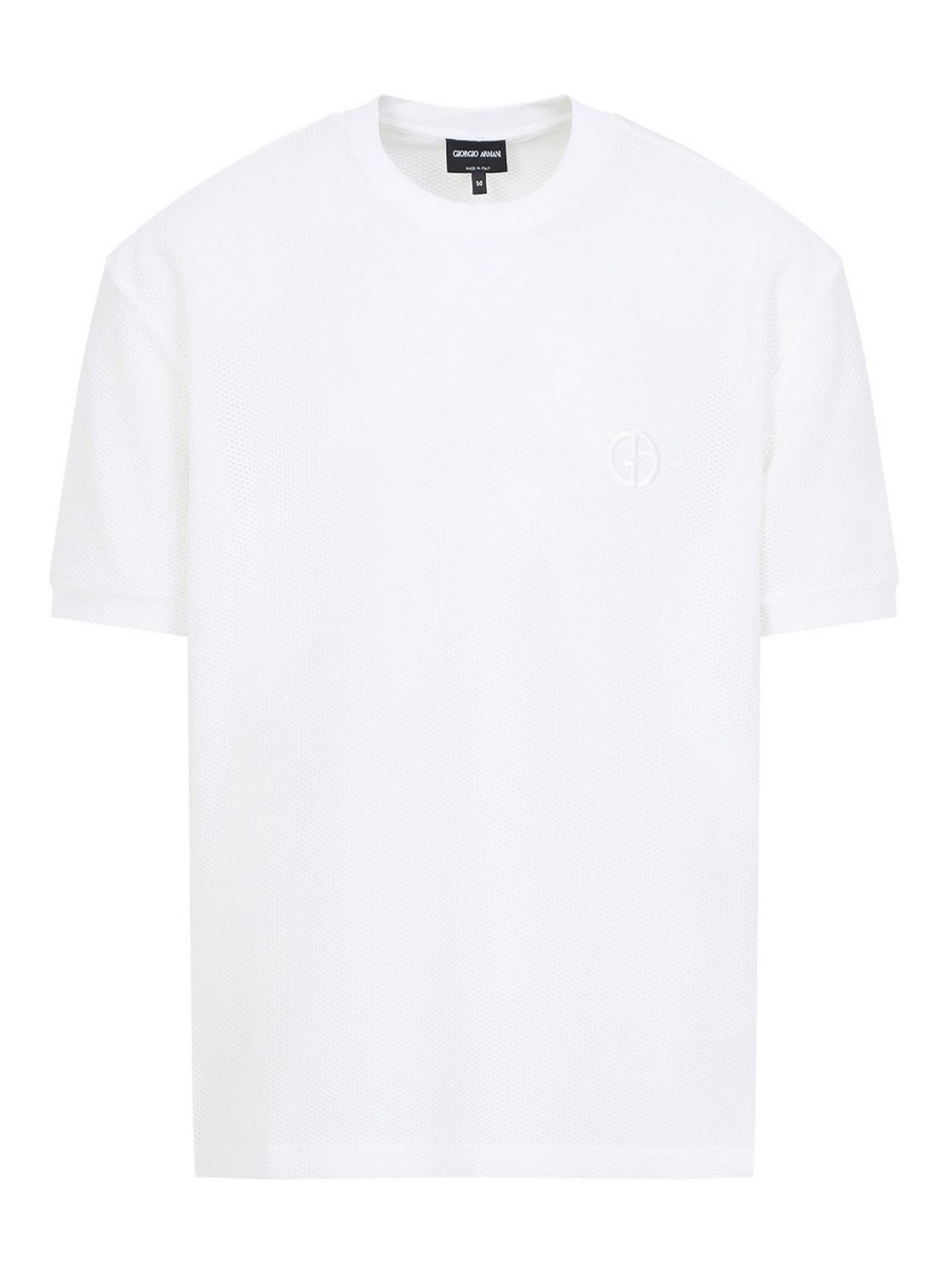 White Crewneck T-shirt With Logo On The Front In Tech Fabric Stretch Man