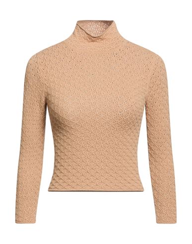 Woman Turtleneck Camel Size 2 Cashmere, Elastane
