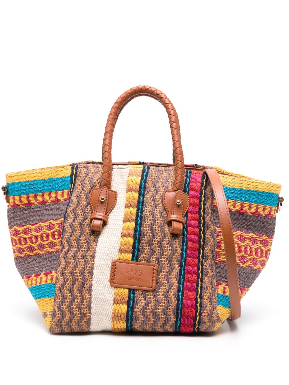 Parrot straw tote bag - Brown