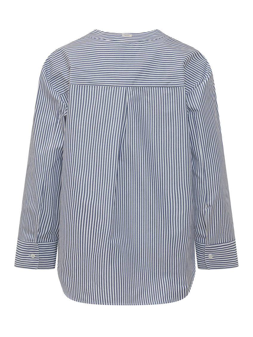 Blue V-Neck Stripes Shirt