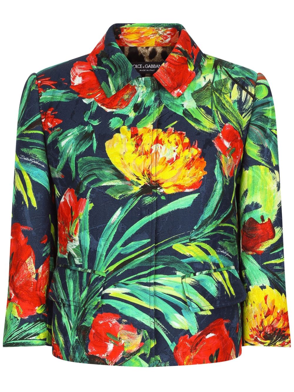 Graphic-print cropped jacket - Green