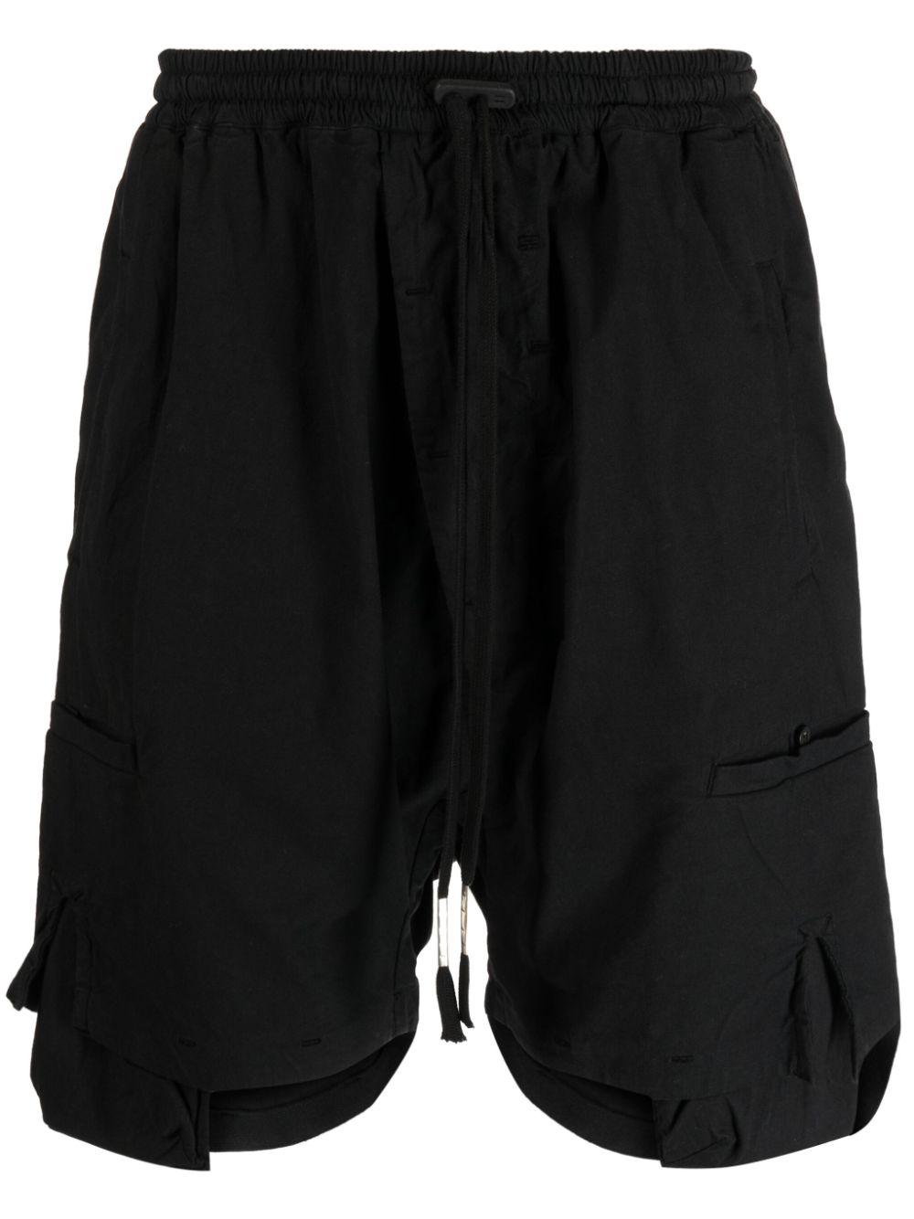 Drop-crotch drawstring shorts - Black