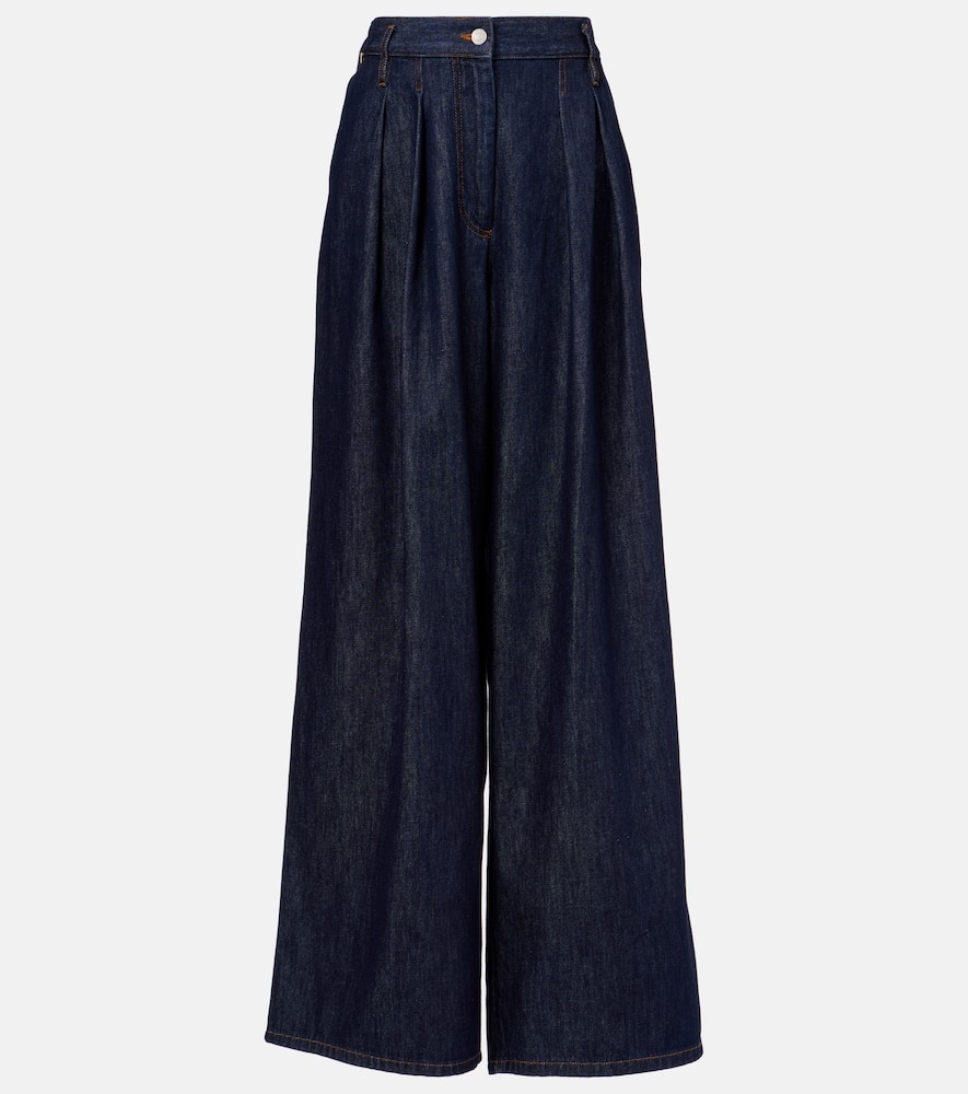 Pleated high-rise wide-leg pants
