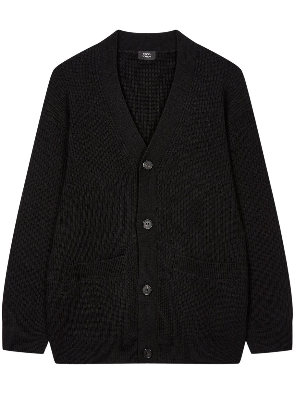 Ribbed-knit cardigan - Grey