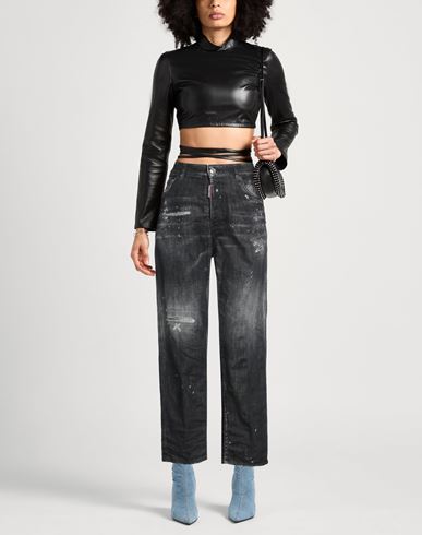 Dsquared2 Woman Jeans Charcoal Size 0 Cotton, Elastane, Calfskin