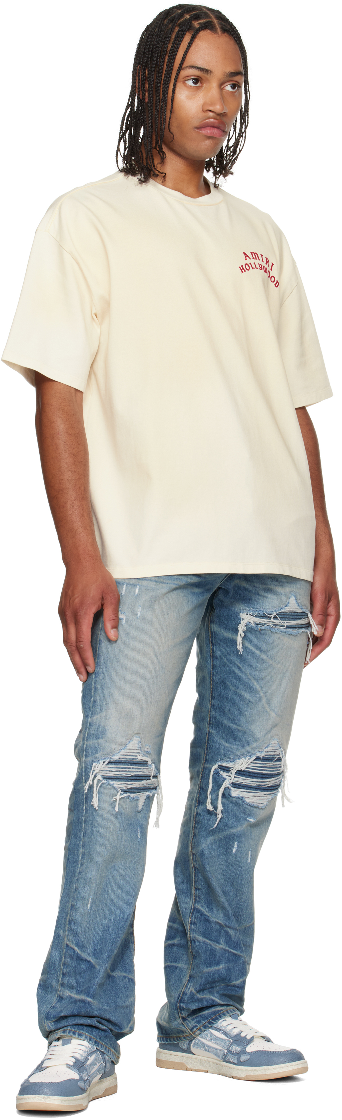 Blue & White Bandana Skel Top Low Sneakers