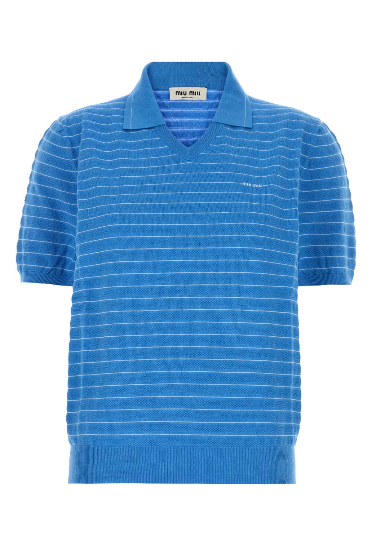 Striped Cotton Polo Shirt — Blue
