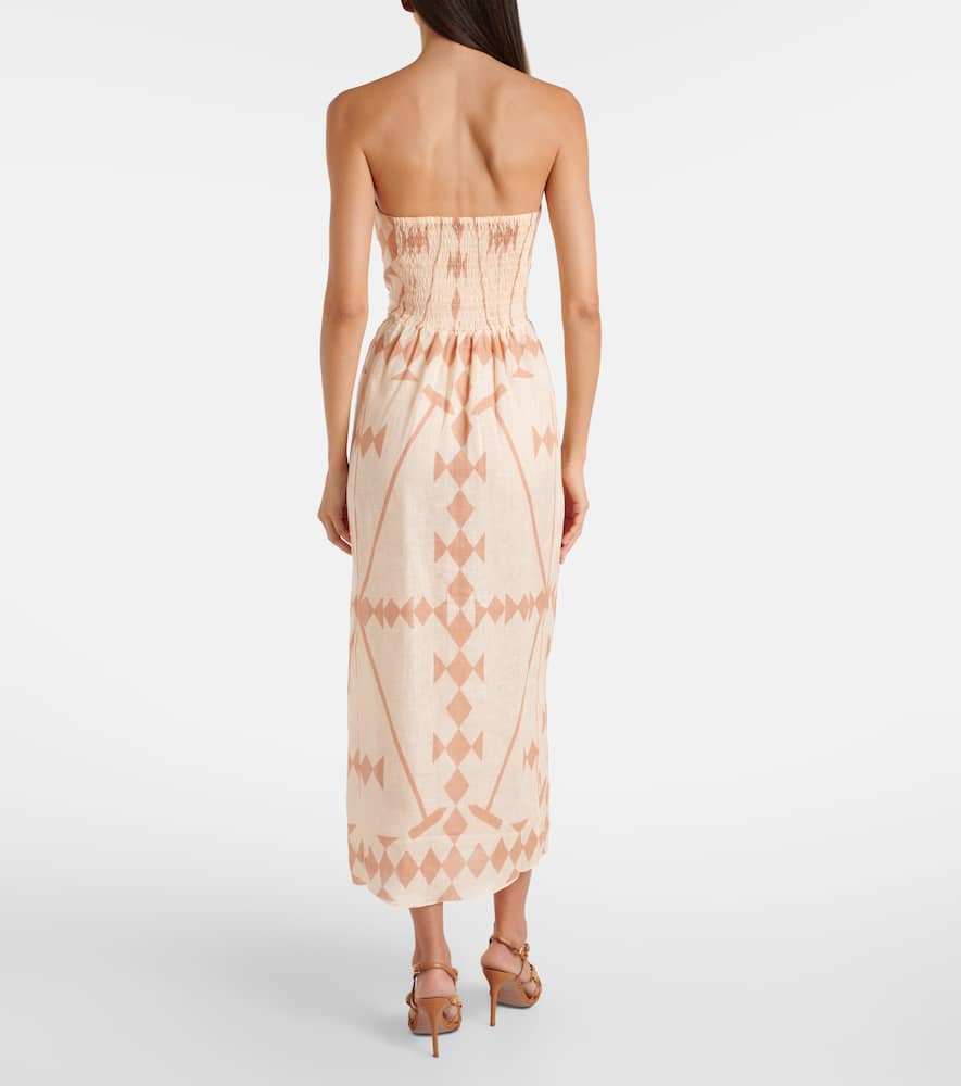 Printed linen maxi dress