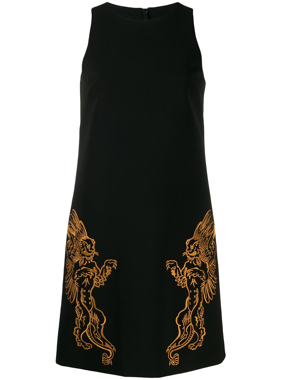 Mythological creatures crepe dress - Black