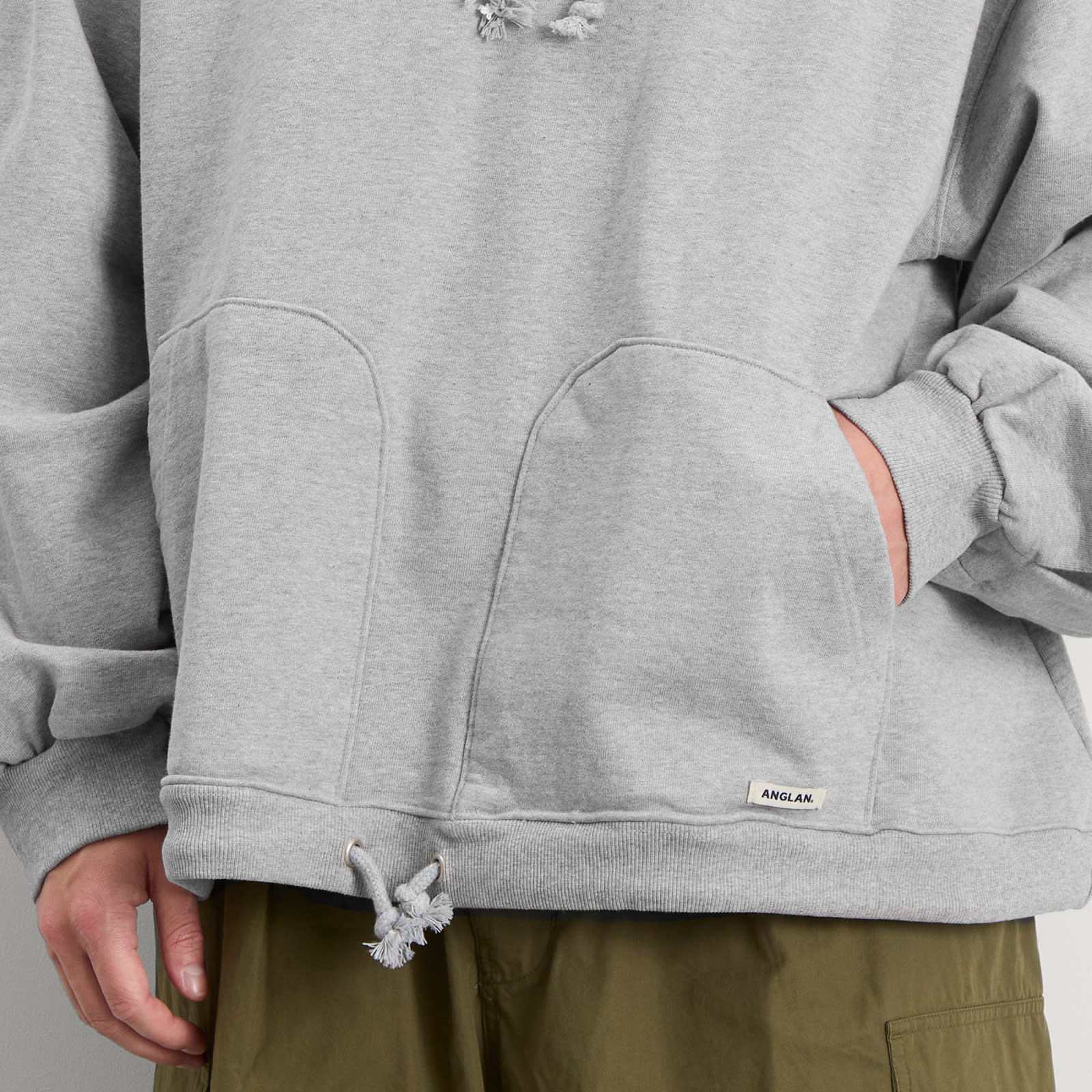 Men's Double Valley Tuck Sweat Hoodie Melange Grey