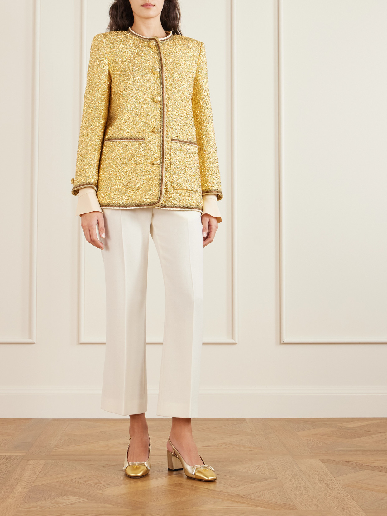 Metallic Cloqué-jacquard Jacket - Gold