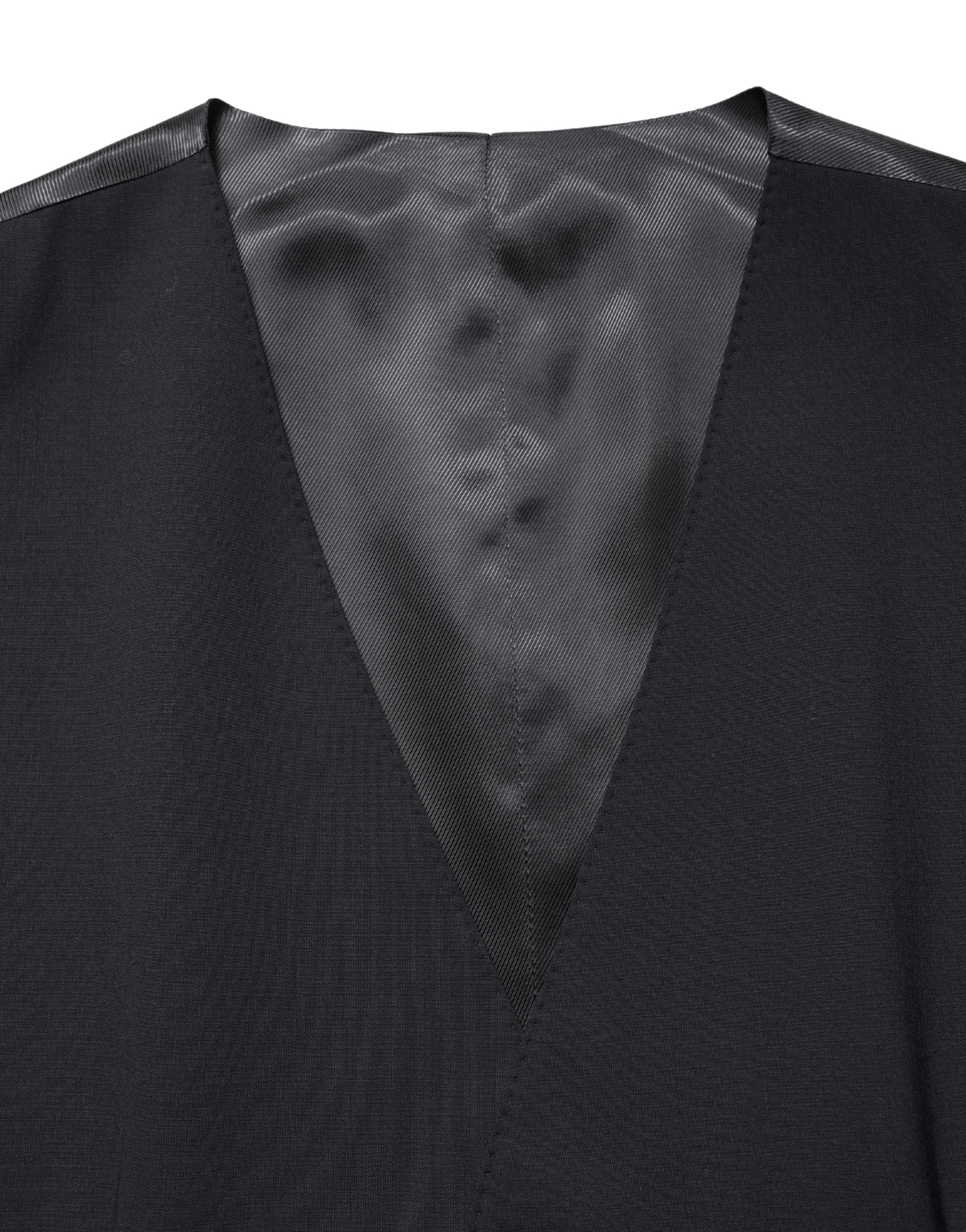 Wool Single Breasted Vest — Black