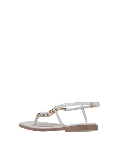 Woman Thong sandal White Size 6 Leather, Metal