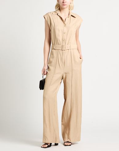 Woman Jumpsuit Sand Size 12 Viscose, Linen