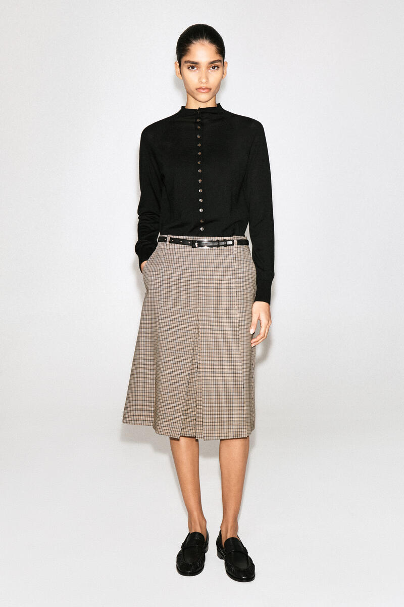 Merino Wool Funnel-Neck Cardigan