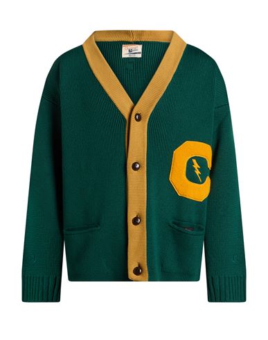 Index + Archives Man Cardigan Emerald green Size L Merino Wool, Acrylic