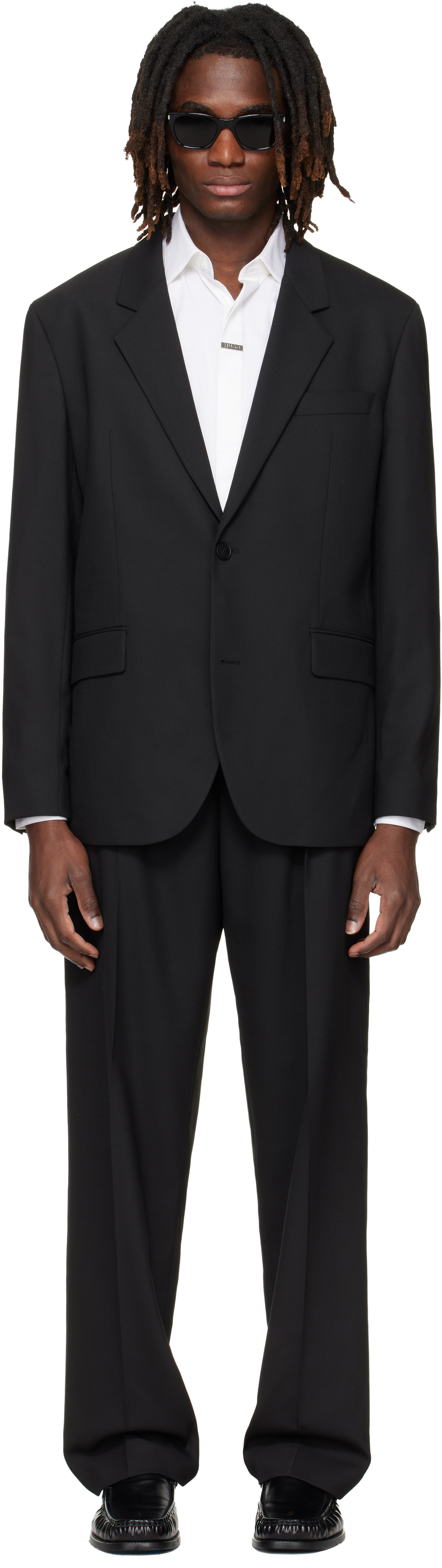 Black Two-Piece Modern-Fit Stretch Twill Suit