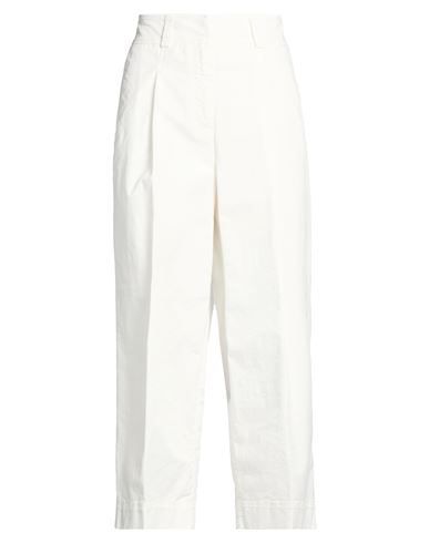 Easy Woman Pants Ivory Size 6 Cotton, Elastane