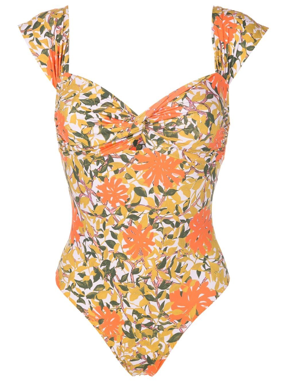 Floral-print swimsuit - Orange